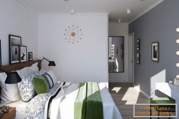 Design de um quarto em um apartamento de dois quartos em estilo escandinavo