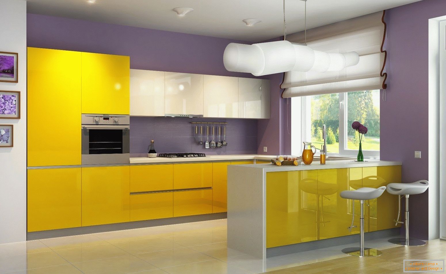 Cozinha amarelo-violeta