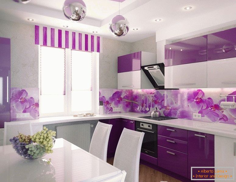 Cor lilás na cozinha