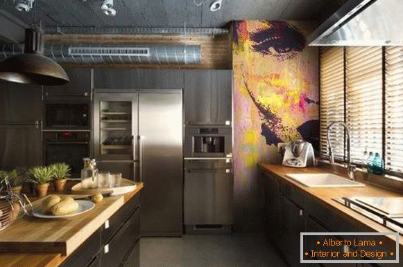 Papel de parede para a cozinha expandindo o espaço, foto 86