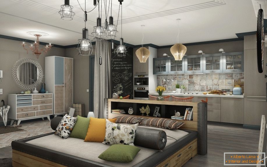 Design de interiores moderno de um pequeno apartamento