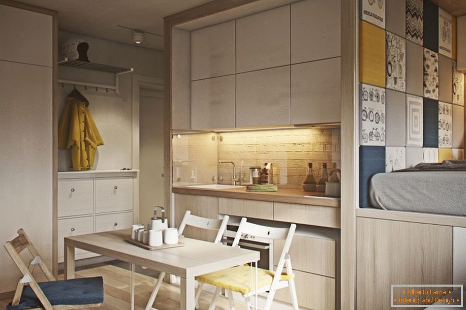 Design de interiores moderno de um pequeno apartamento