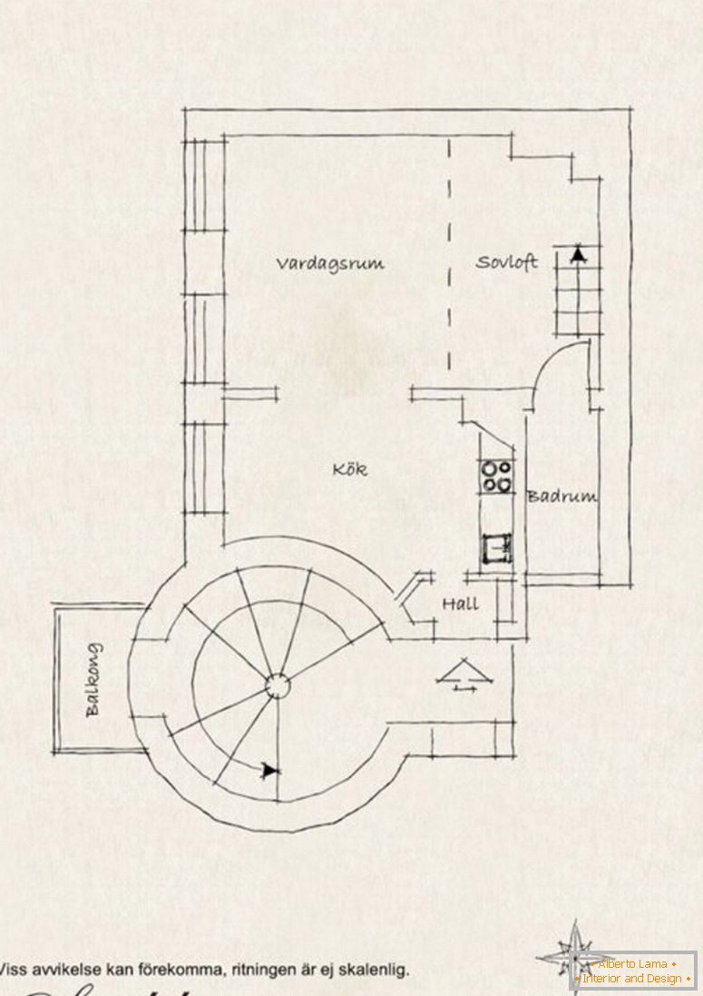 O layout de um pequeno apartamento