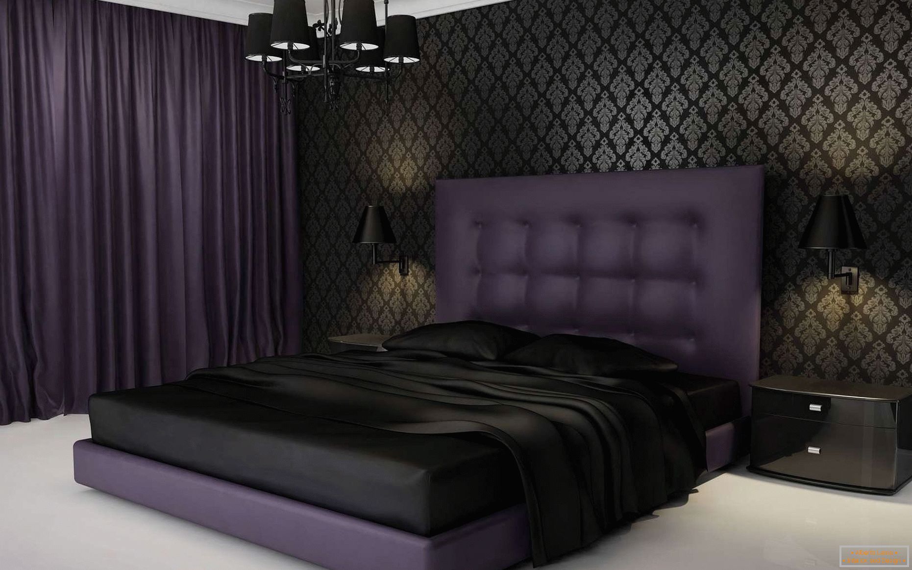 Design de quarto em cores escuras