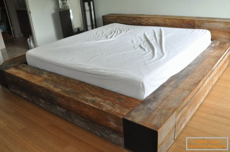 Minimalist-recuperado-madeira-rei-plataforma-cama-quadro-baixo-perfil-estilo