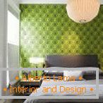 Textura verde nas paredes do quarto