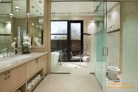 Divisórias de vidro e portas para banheiro e toalete - foto no interior