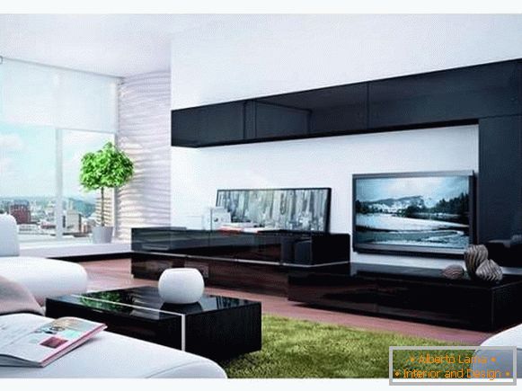 модульная parede na sala de estar em estilo moderno, foto 11