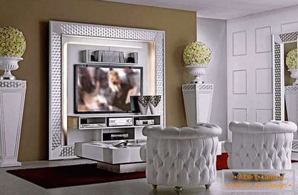 mini-parede na sala de estar em estilo moderno, foto 29