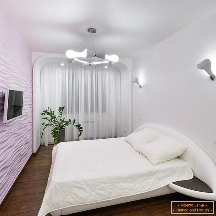 Cor rosa para um quarto em estilo high-tech