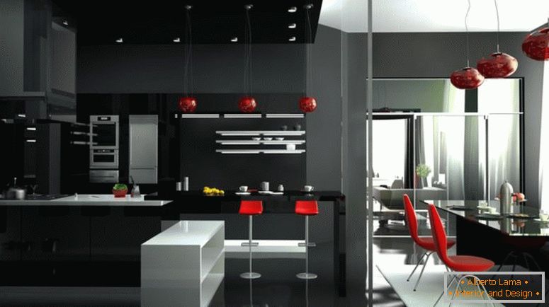 espaço de zoneamento cozinha-em-estilo-alta tecnologia