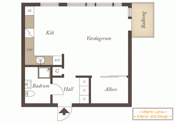 Planejamento de apartamento em estilo escandinavo