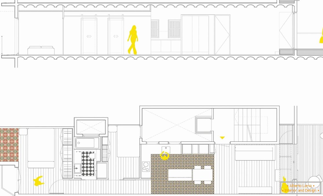 Design de interiores de um pequeno apartamento em Barcelona