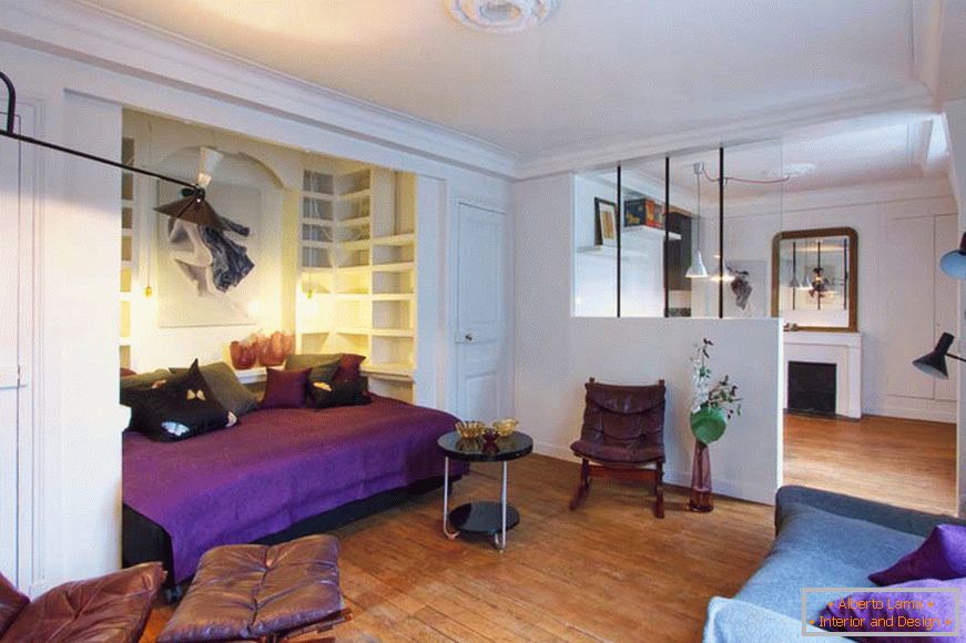 Interior, de, um, pequeno, apartamento estúdio, em, paris