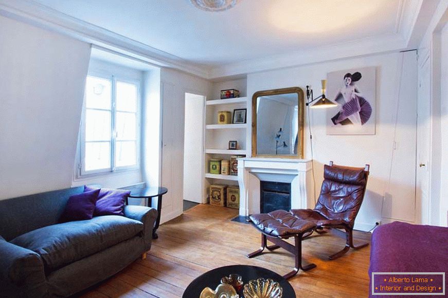 Interior, de, um, pequeno, apartamento estúdio, em, paris