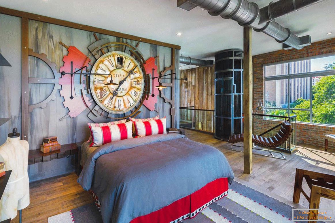 Estilo steampunk no interior do quarto