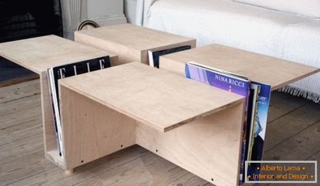Criativa mesa de madeira compensada, foto