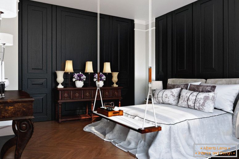 black-wall-in-the-interior-clássico-quartos
