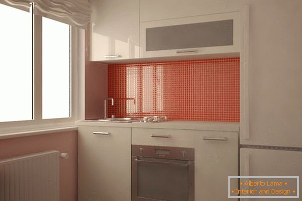 Cozinha em branco com detalhes em laranja