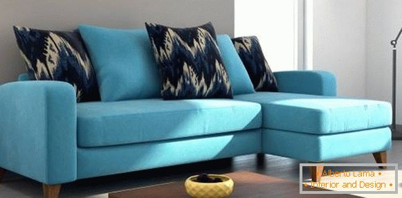Foto de sofá de canto pequeno na cor azul