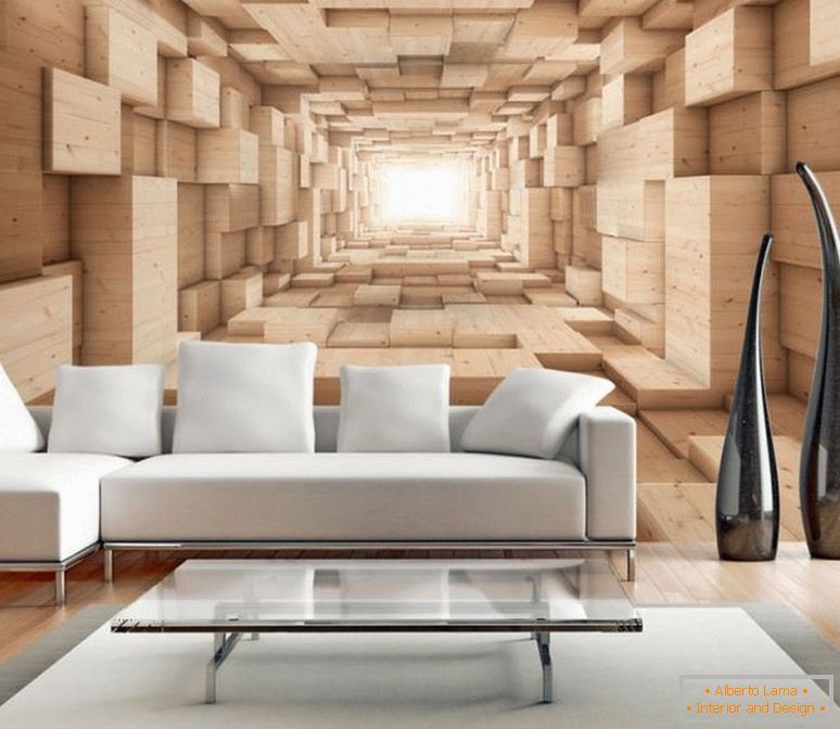 Papel de parede 3D na sala de estar