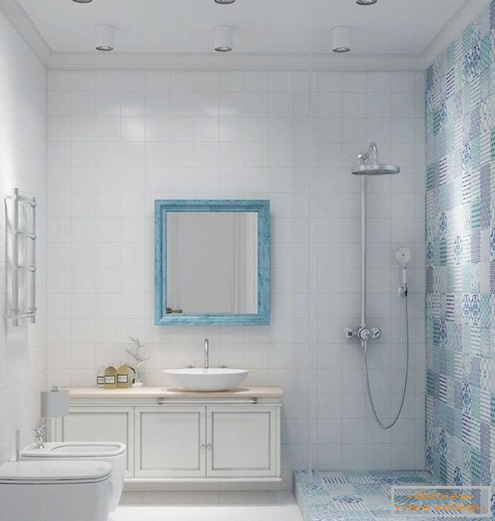 Cabine de duche no banheiro em estilo escandinavo