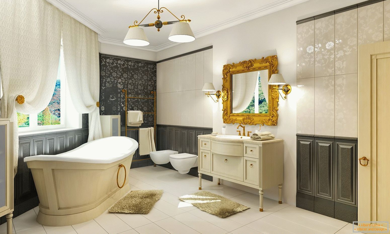Design de banheiro em estilo clássico
