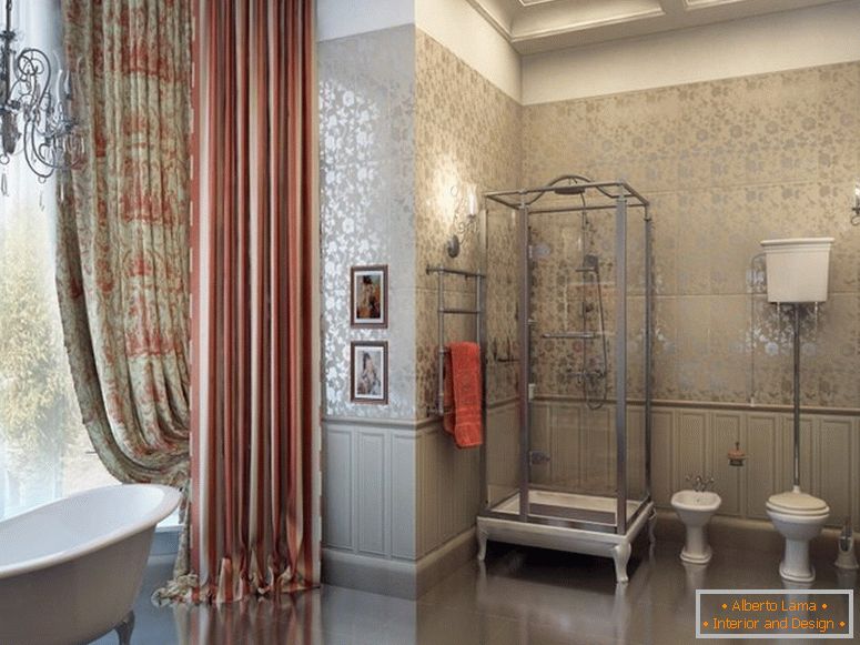 Têxtil no banheiro em estilo clássico