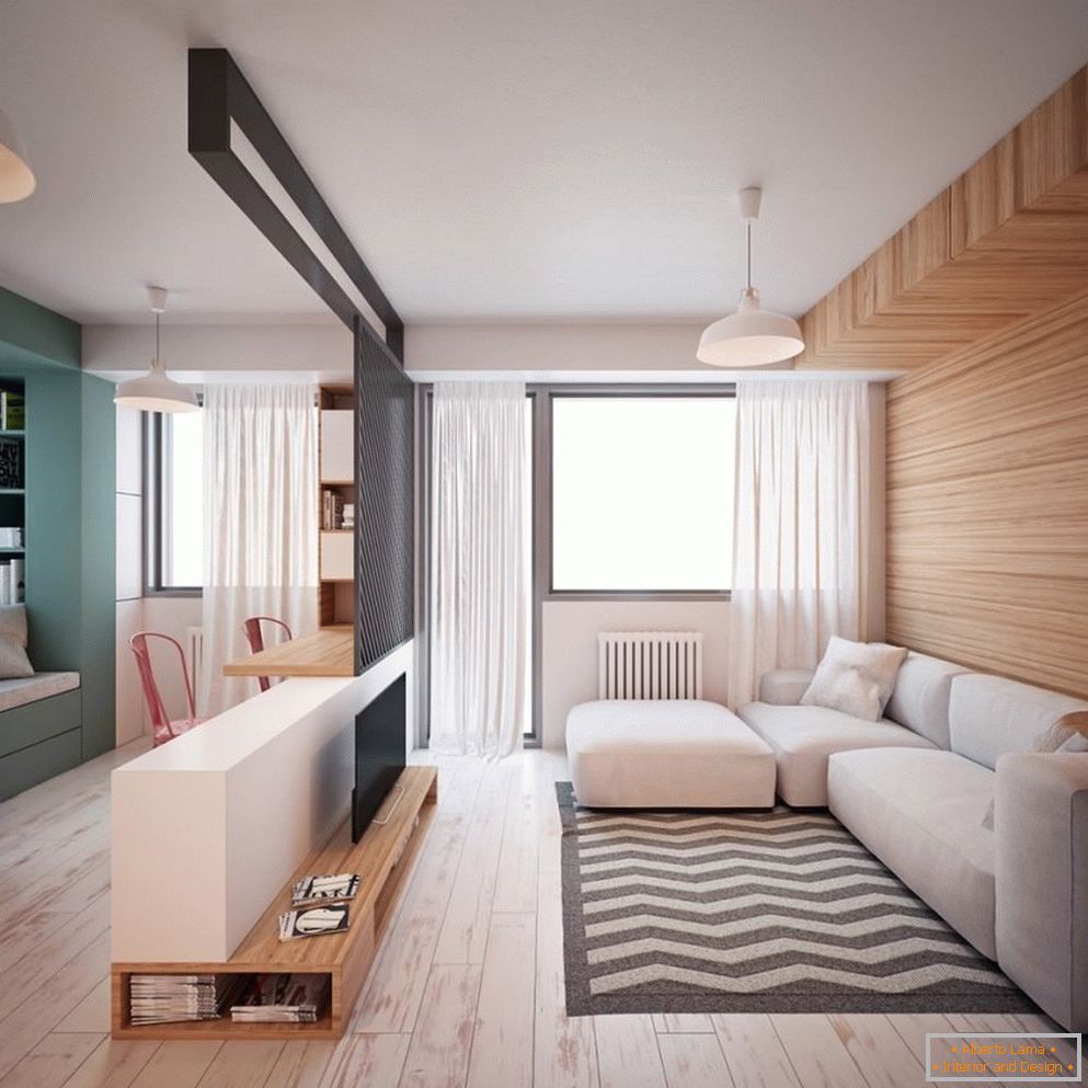 Apartamento moderno de um quarto com 33 m²