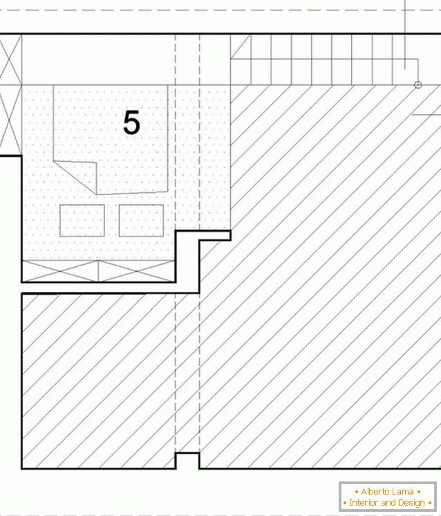 Planejamento do segundo nível de um apartamento de dois andares na Polônia
