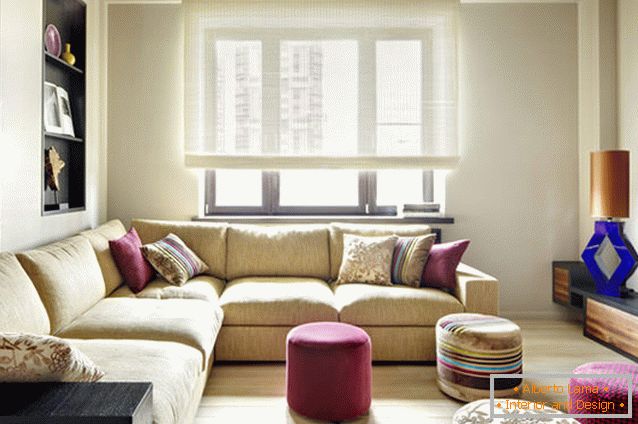 Design da sala de estar no estilo de fusão