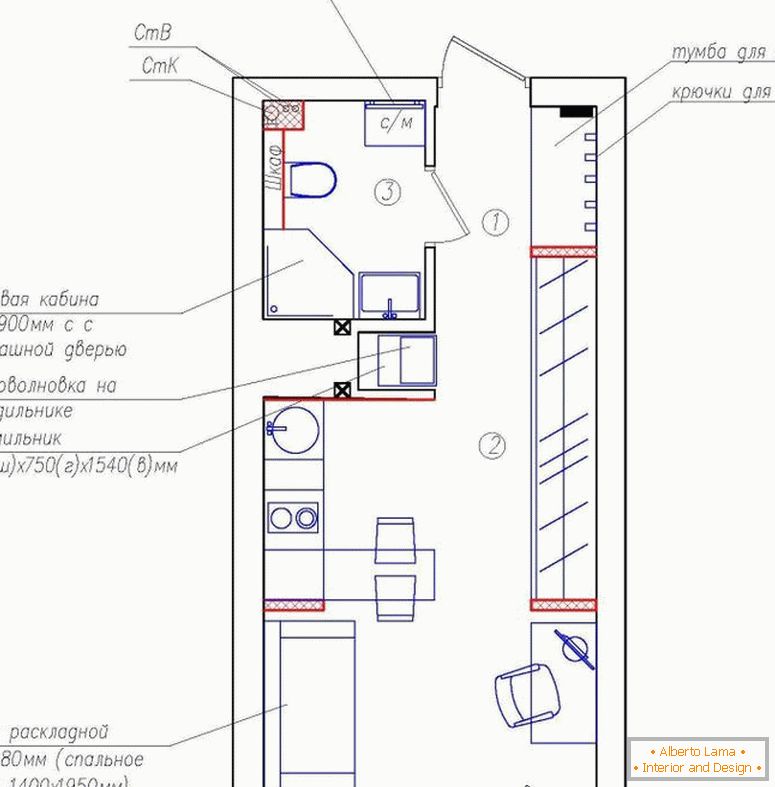 O layout de um pequeno apartamento em Paris
