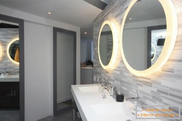 Espelho redondo para banheiro com luz