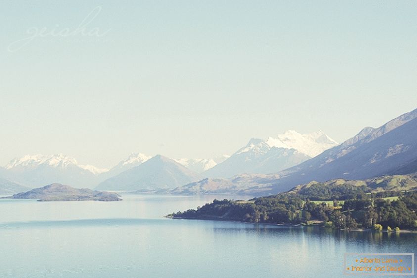 Paisagem, de, um, lago montanha