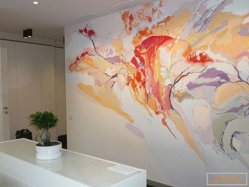 Pintura com tintas acrílicas стен в интерьере