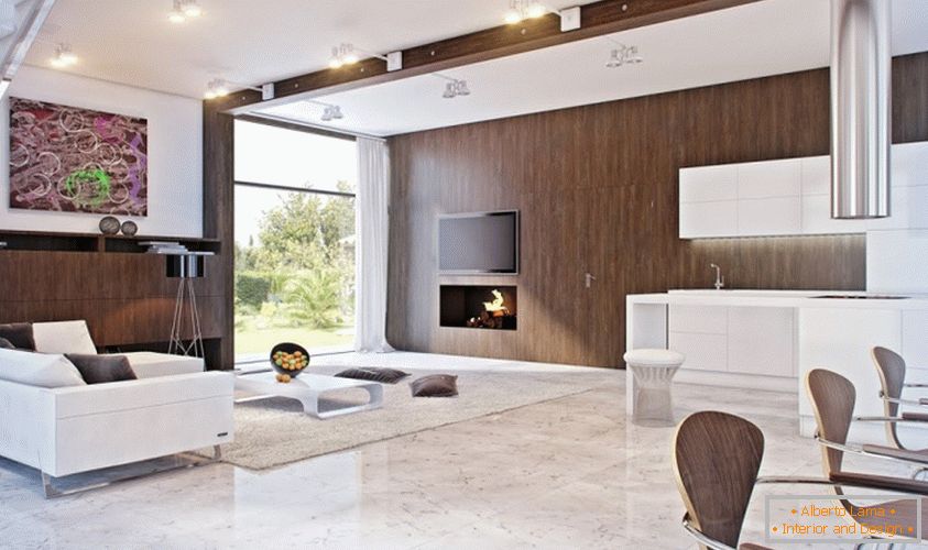 design de interiores do minimalismo da sala de estar