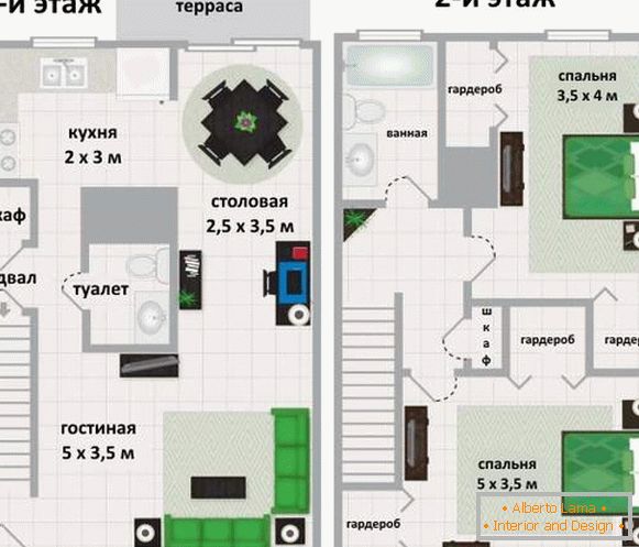 Projeto do segundo andar em uma casa particular - escolha um plano de quartos