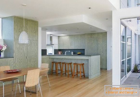 moderno-luz verde-móveis-para-cozinha