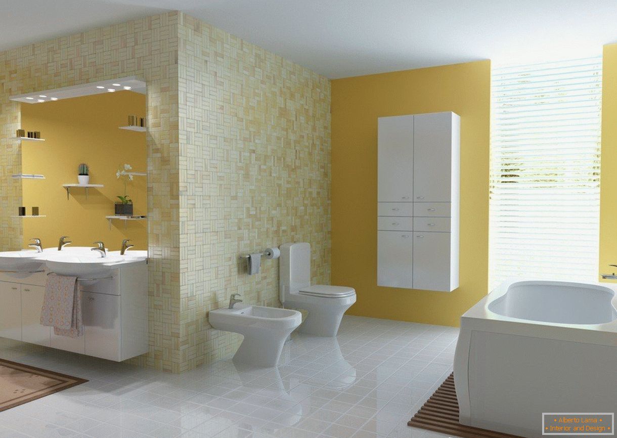 Banheiro amarelo-branco